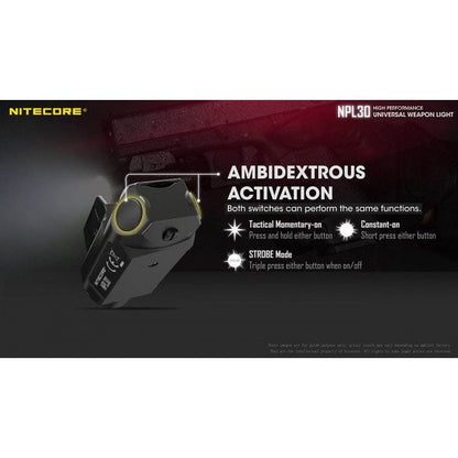 NITECORE LED-WAFFENLAMPE NPL30 - 1'200 Lumen (inkl. CR123A Batterien), schwarz