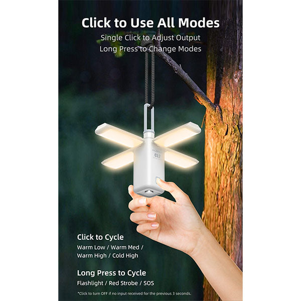 Lampada da campeggio LED pieghevole CL2, 750 lumen (batterie incluse)