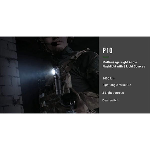 Lampe de poche tactique LED P10, 1 400 lumens (batterie incluse)