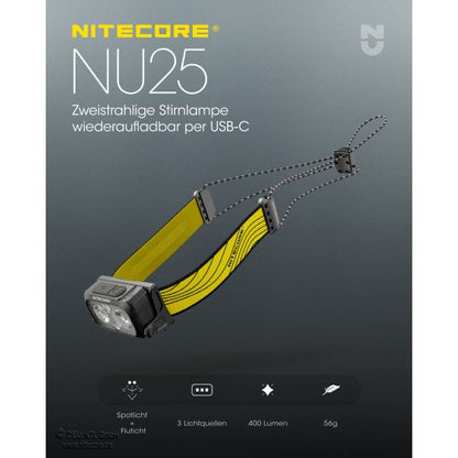 NITECORE LED-STIRNLAMPE NU25-400, 400 Lumen (inkl. Akku)