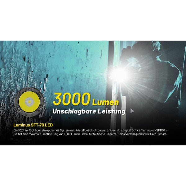 NITECORE taktische LED-TASCHENLAMPE P23i - 3'000 Lumen, inkl. Akku