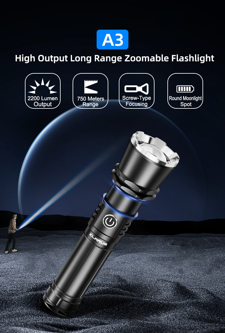 LED Taschenlampe A3, 2200 Lumen (inkl. Akku)