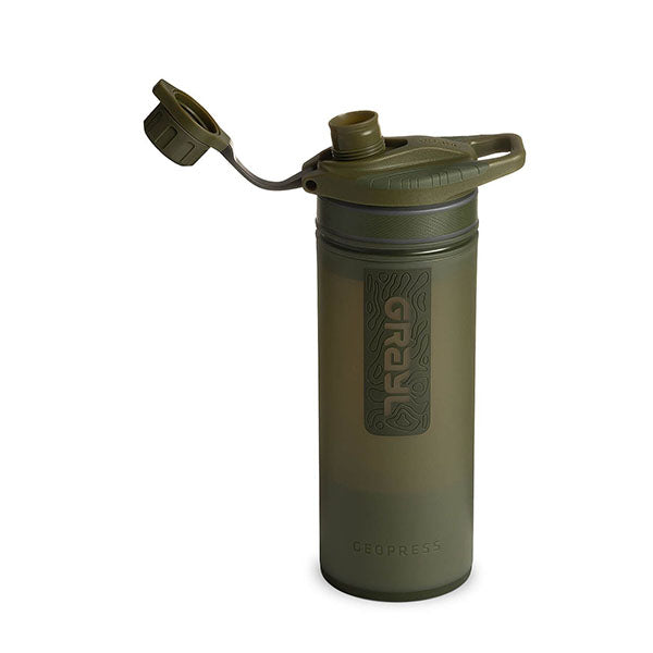 Filtro acqua GEOPRESS PURIFIER BOTTLE, 0,7 L, verde oliva