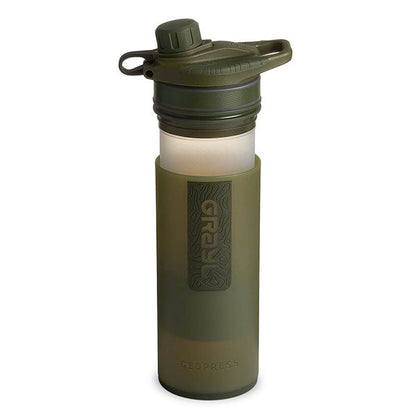 Filtro acqua GEOPRESS PURIFIER BOTTLE, 0,7 L, verde oliva