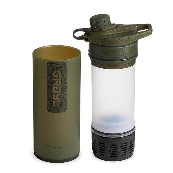 Filtro acqua GEOPRESS PURIFIER BOTTLE, 0,7 L, verde oliva