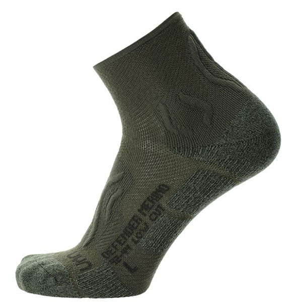 CALZINI UOMO DEFENDER MERINO LOW CUT, verde tattico