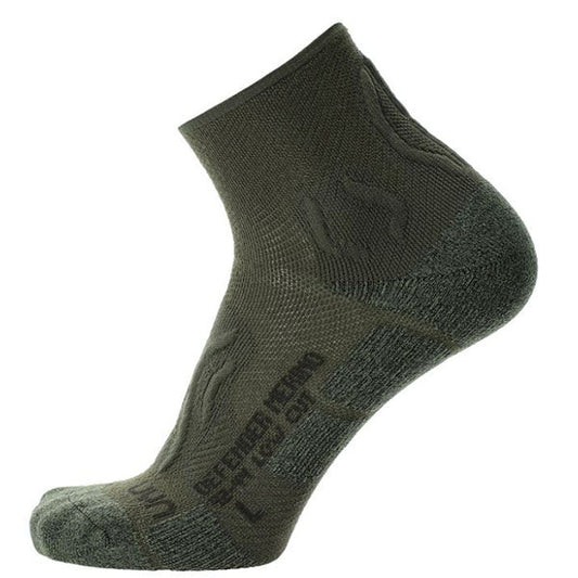 CALZINI UOMO DEFENDER MERINO LOW CUT, verde tattico