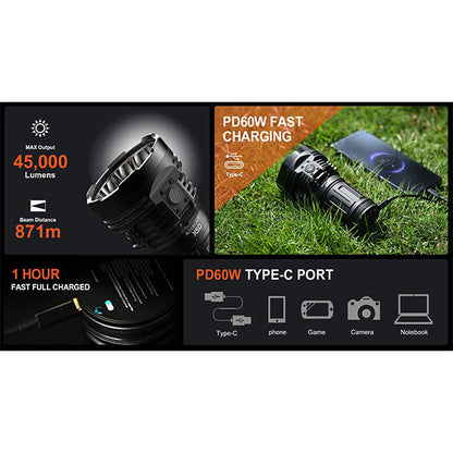 Projecteur tactique X50 2.0, 45 000 lumens (batterie incluse)