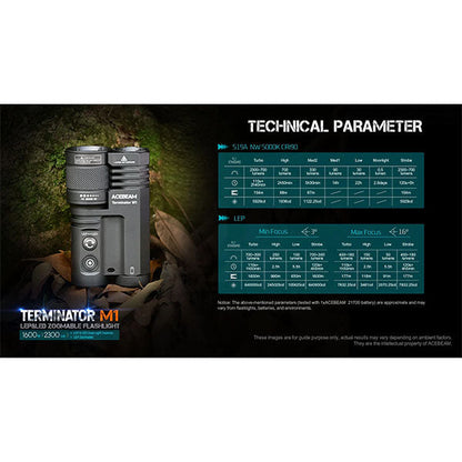 Projecteur TERMINATOR M1 DOUBLE TÊTE, 3 500 lumens, blanc froid 6 500 K (batterie incluse)