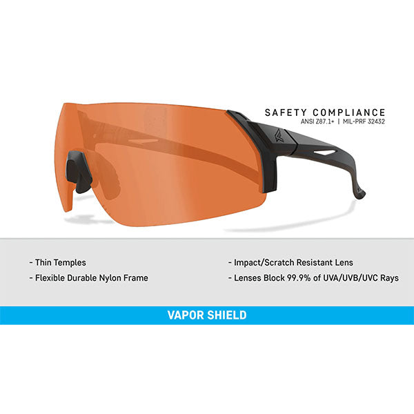Lunettes de tir URGENT FURY, monture noire, lentille pare-vapeur Tiger's Eye (UF14VS)