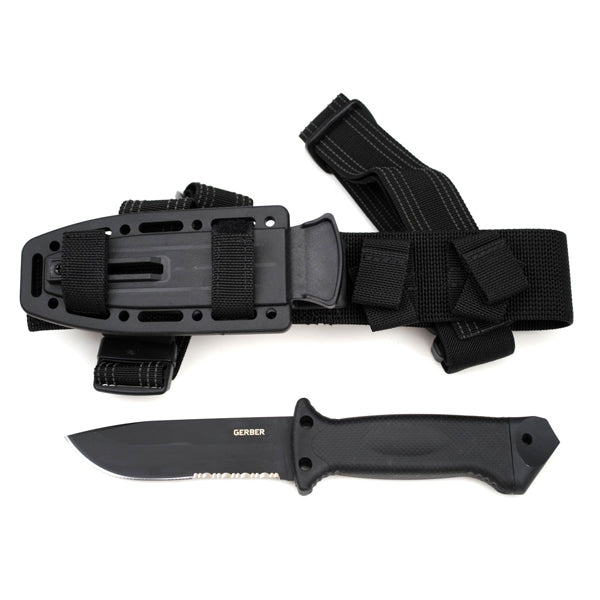 Modello LMF II Drop Point Seghettato Bordo Fanteria Nero (Mod. 22-01629) - Nuova Versione