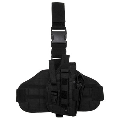 FONDINA PER PISTOLA "MOLLE", attacco per gamba e cintura. per destrimani, nero 
