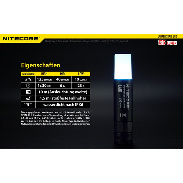 LAMPE DE POCHE LED LA10 - 135 lumens (sans pile)