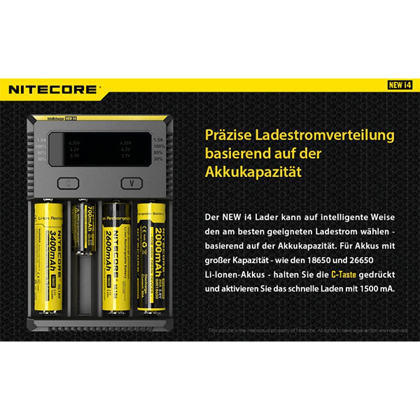 NITECORE INTELLIGENTES AKKU-LADEGERÄT, NC-NUi4