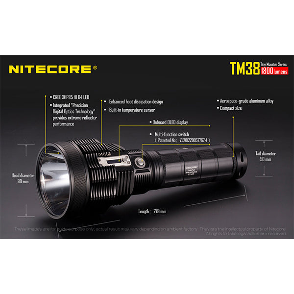 LAMPE DE POCHE LED ITECORE TM38 - 1 800 lumens, incl. batterie