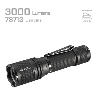 LED-Taschenlampe P16 2.0, 3'000 Lumen (inkl. Akku)