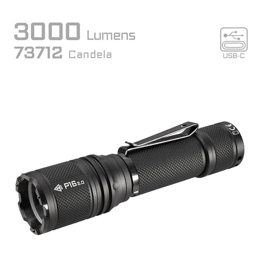LED-Taschenlampe P16 2.0, 3'000 Lumen (inkl. Akku)