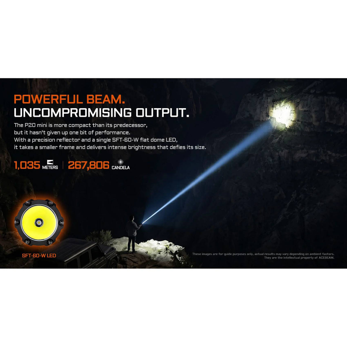 LED-Taschenlampe P20 Mini, 4'000 Lumen (inkl. Akku)