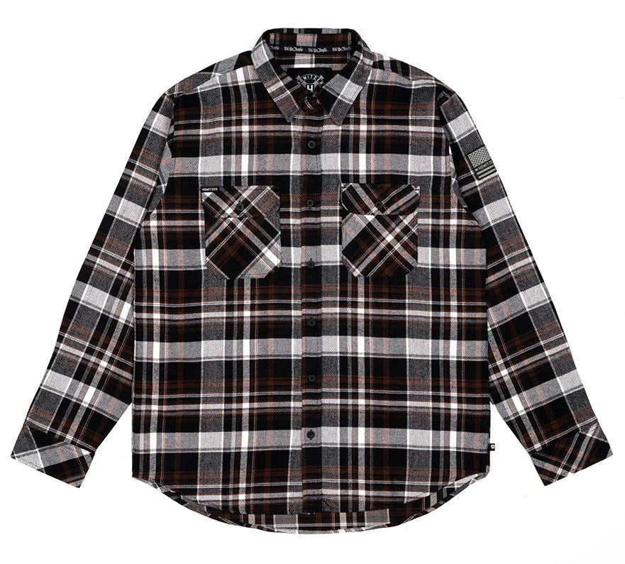 Camicia in flanella COMBAT, nero/marrone 