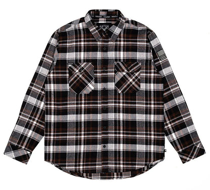 Camicia in flanella COMBAT, nero/marrone 