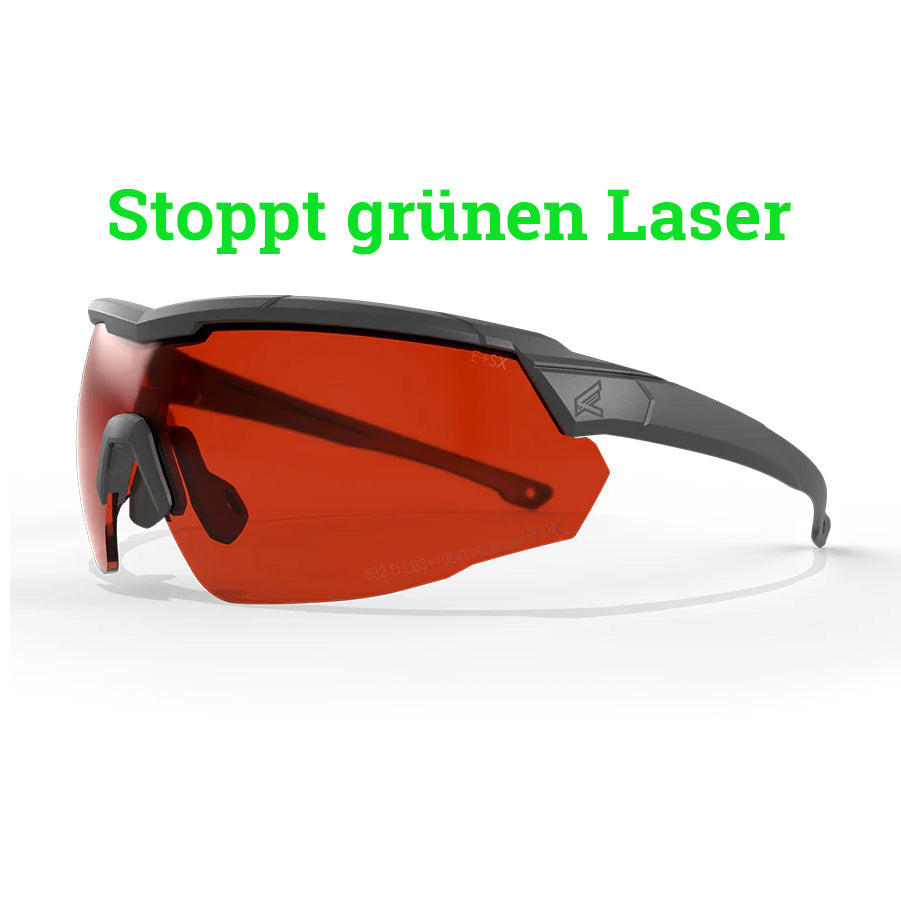Occhiali da tiro ROLLING THUNDER, montatura nera, lente arancione Vapor Shield per laser verde