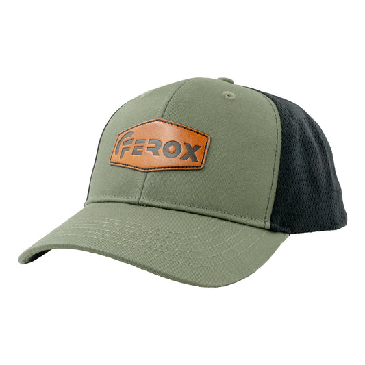 Baseball Cap FEROX Leder-Look Badge, Mesh Ranger Green/Black