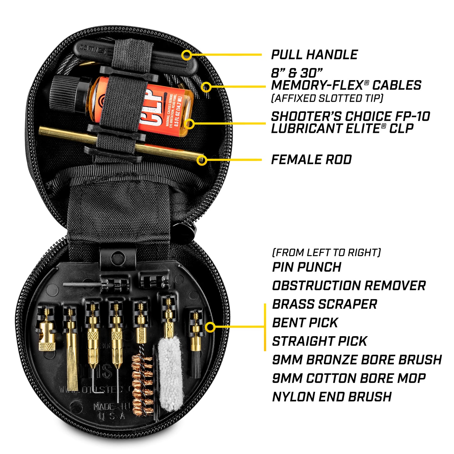 Kit de nettoyage pour pistolets et carabines de 9 mm