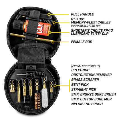 Kit de nettoyage pour pistolets et carabines de 9 mm