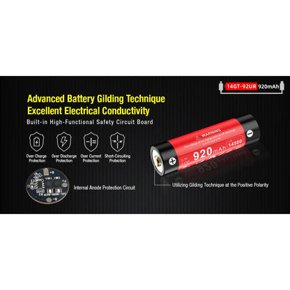 Akku 14GT-92UR Lithium Ionen 920mAh (14500)