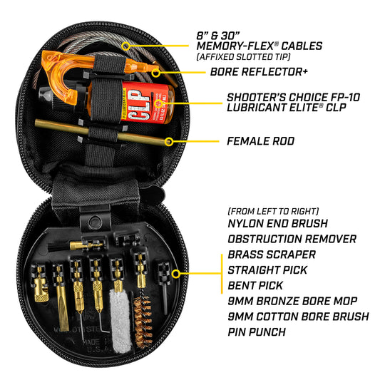 Kit de nettoyage pour pistolets et carabines de 9 mm