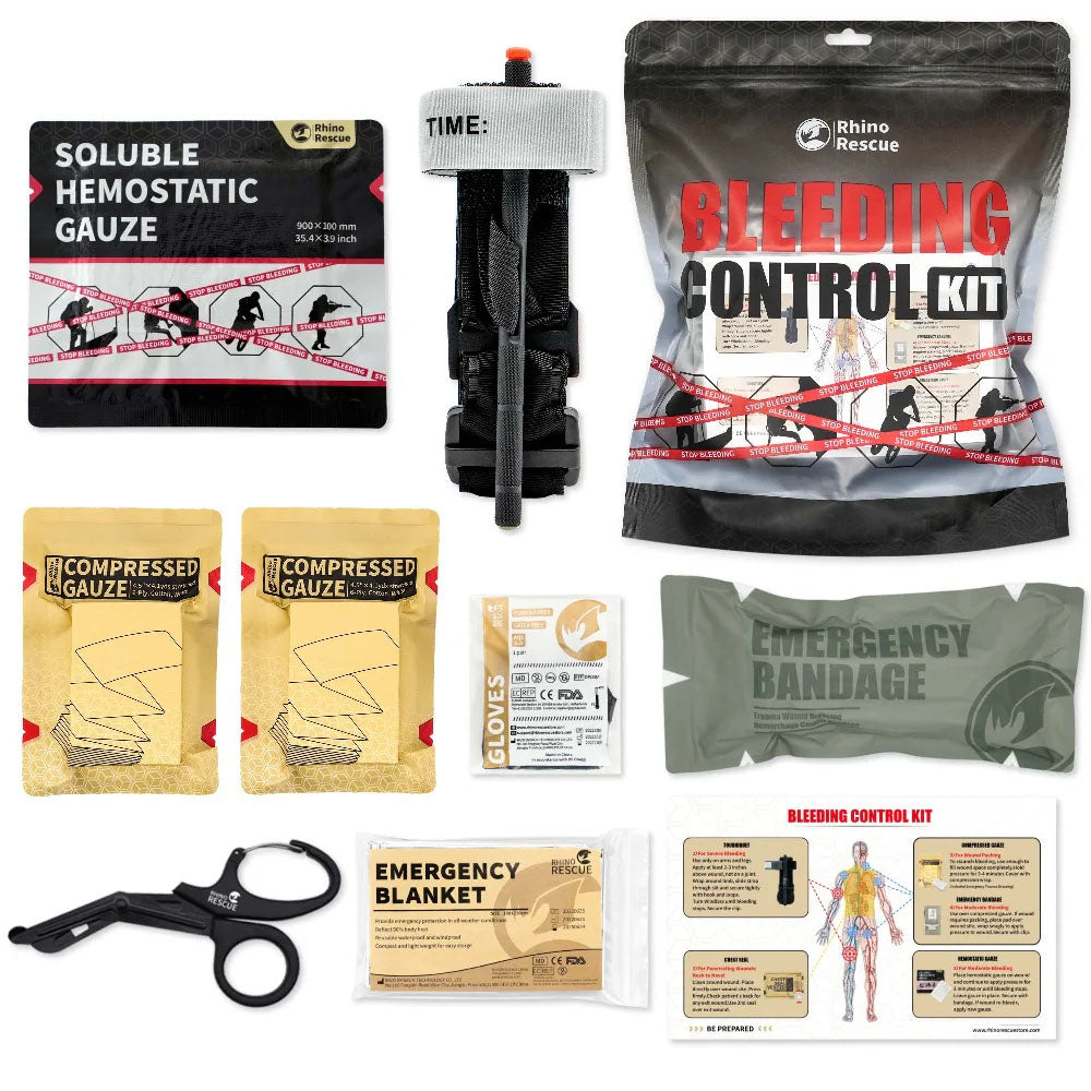 Kit per il controllo delle emorragie - incl. laccio emostatico in metallo (7 pezzi)