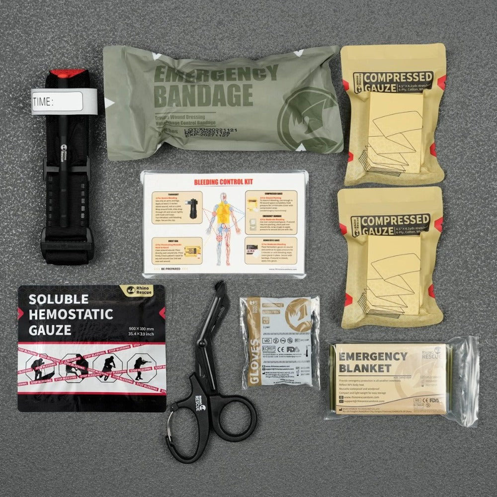 Kit per il controllo delle emorragie - incl. laccio emostatico in metallo (7 pezzi)
