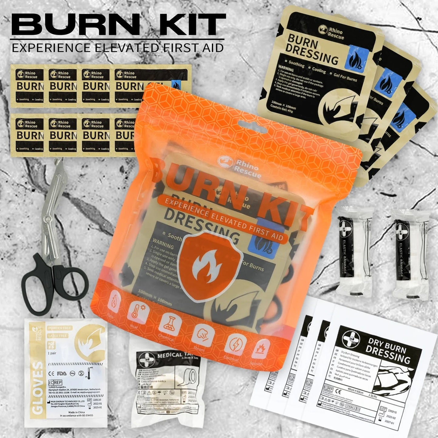 Kit de soins pour brûlures (7 pièces)