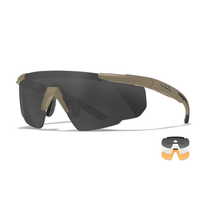 Occhiali da sole WILEY-X SABER ADVANCED, kit di tre lenti, grigio/trasparente/arancione brillante, mimetico opaco