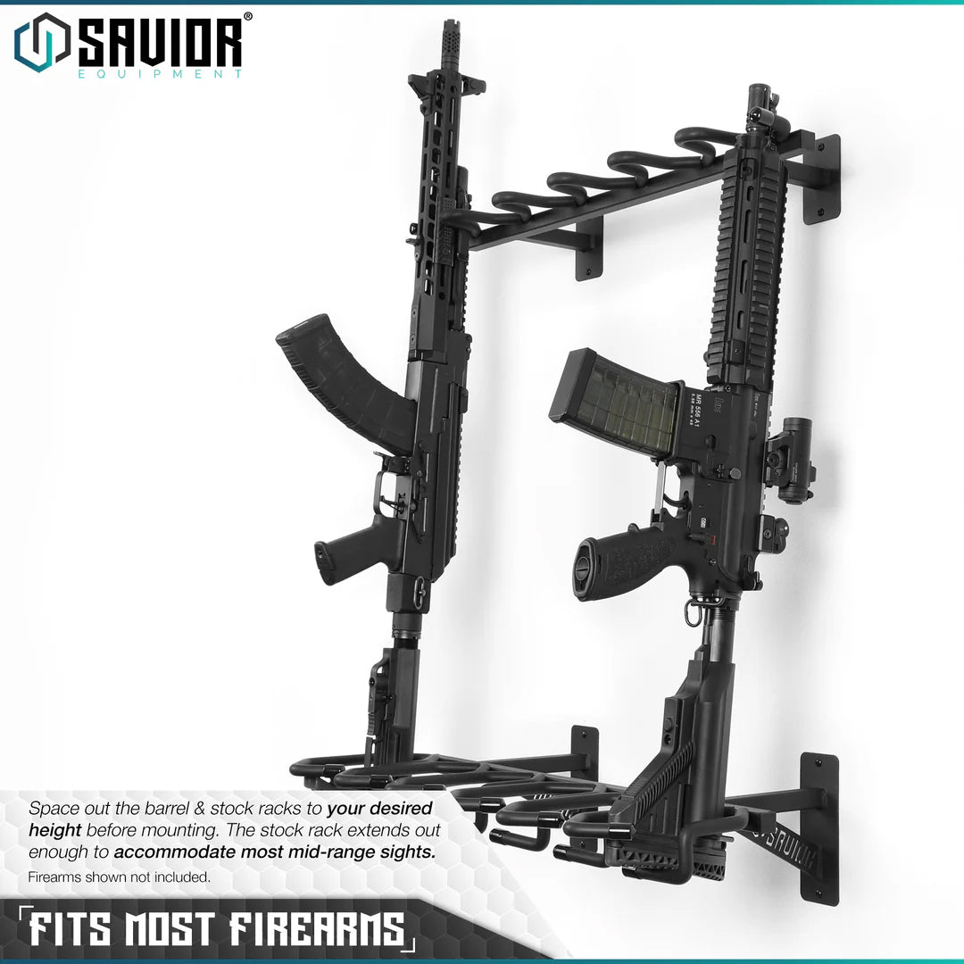Rifle Wall Rack – 6 Slots, Black