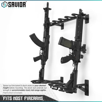 Rifle Wall Rack – 6 Slots, Black