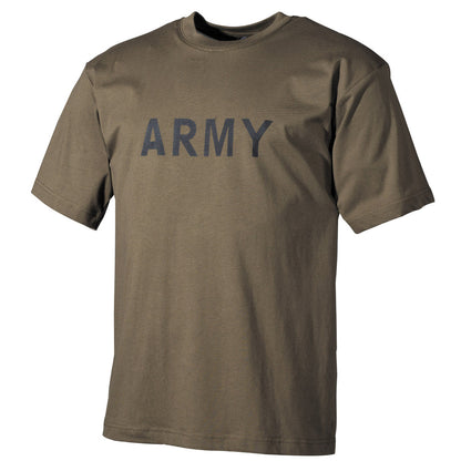 T-shirt, stampata, "Army", oliva