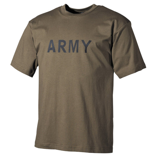 T-shirt, stampata, "Army", oliva