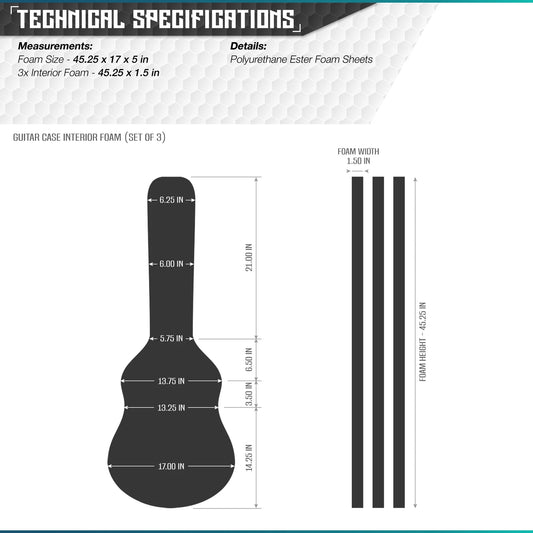 Ersatzschaumstoff für Ultimate Guitar Case – 3er-Pack