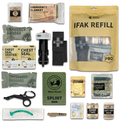Kit de traumatologie tactique IFAK (B) Recharge (17 pièces) - incl. garrot métallique