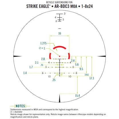 Vortex Strike Eagle 1-8x24 AR-BDC3 (MOA) Reticle Zielfernrohr