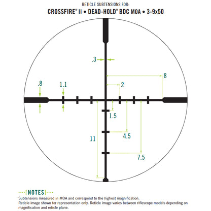 Lunette de visée Vortex Crossfire II 3-9x50, réticule Dead-Hold BDC (MOA)