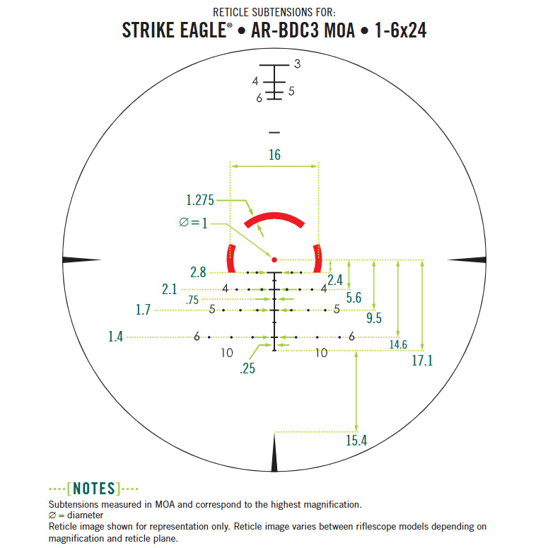 Vortex Strike Eagle 1-6x24 AR-BDC3 (MOA) Reticle Cannocchiale