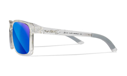 Lenti WX ALFA: CAPTIVATE™ Polarized blu specchiato, Montatura: cristallo trasparente lucido